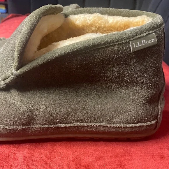 L.L. Bean Suede Moccasin Slippers in Olive - Picture 4 of 13